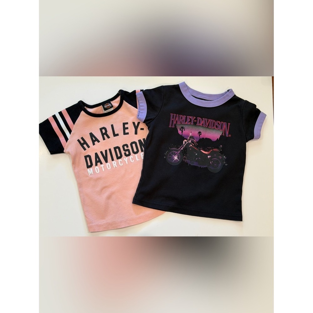 Harley Davidson Girls Shirt Lot 4/5T Pink Black Motorcycle Graphic Tees